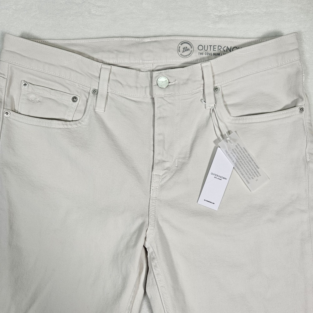 NEW Outerknown Men's SEA Jeans The Cove Slim‎ Size 32x32 White NWT Organic USA